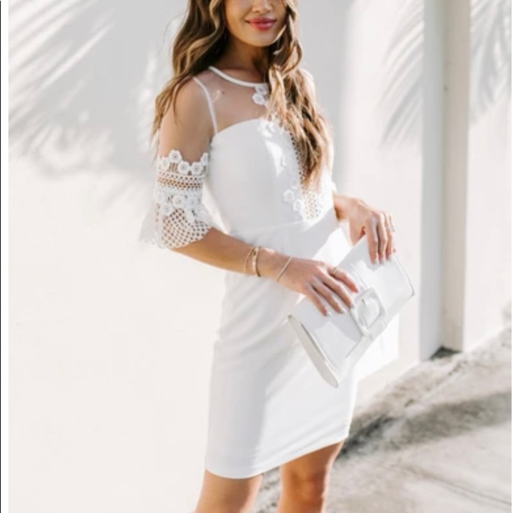 White Crochet Mesh Dress